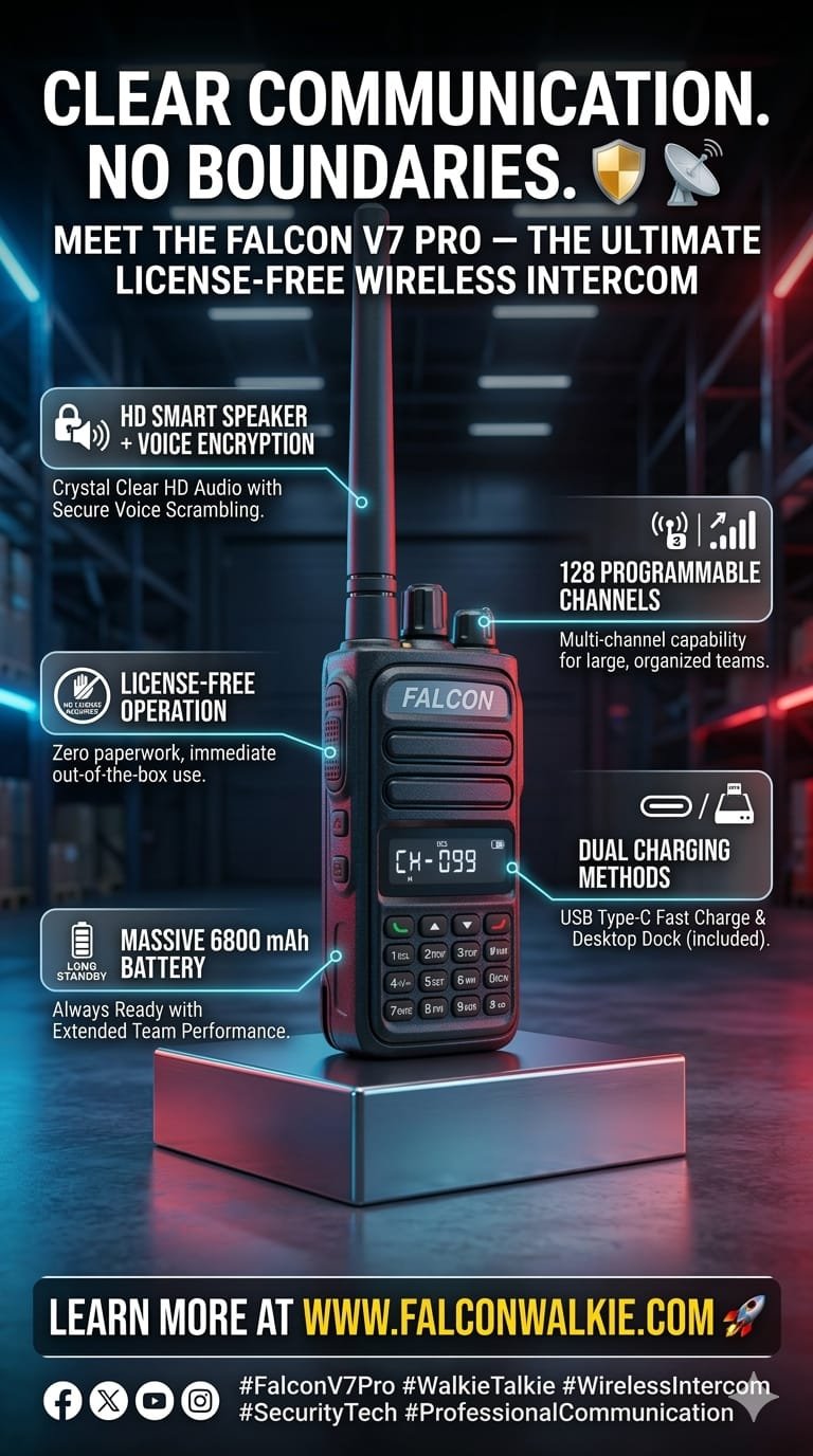 Falcon V7 Pro — License Free Walkie Talkie